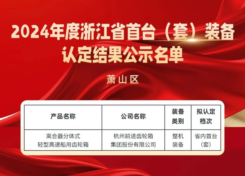 杭齿产品通过2024年度浙江省首台（套）装备认定